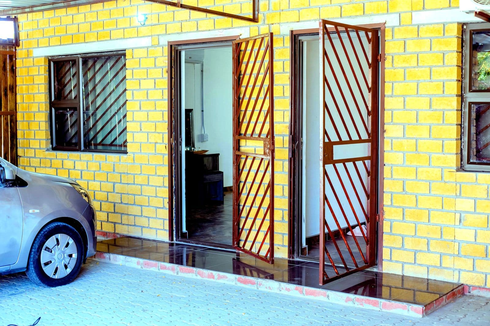 private entrances & parking