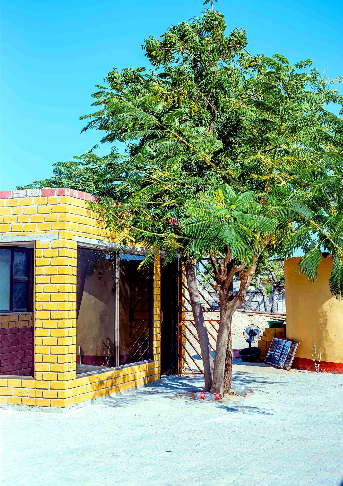 walled courtyard from the orchard